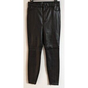 ZARA Women's Black Faux Leather Straight Skinny Zip Fly Pants M EXCELLENT!!